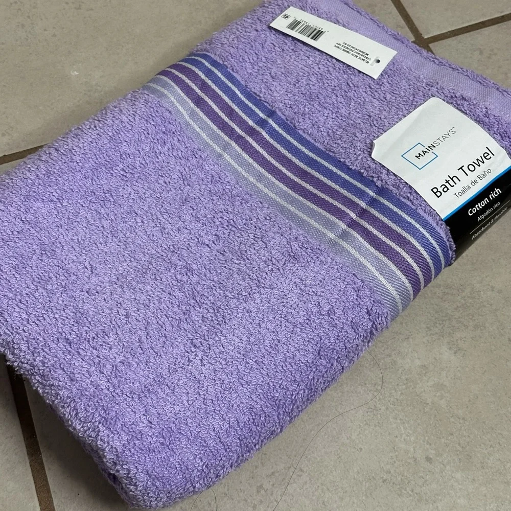 Mainstays Lilac/Purple 2 Bath Towels cotton rich‎